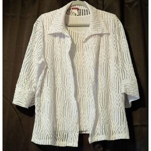 Pretty Woman White Mesh Sequins Rhinestones Jacket Top Set 1XL‎